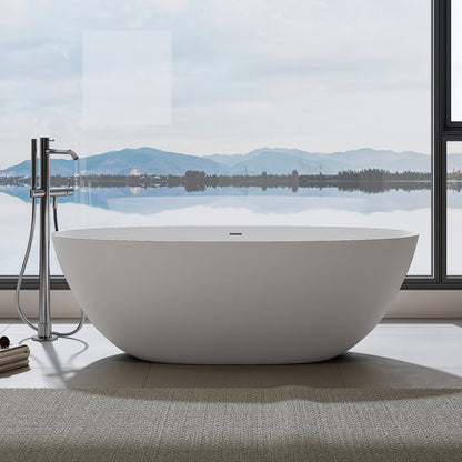 Lasaideal 65'' Oval Luxury Resin Stone Soaking Tub