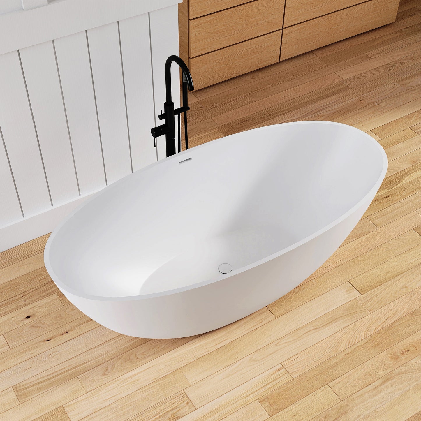 Lasaideal 65'' Oval Luxury Resin Stone Soaking Tub