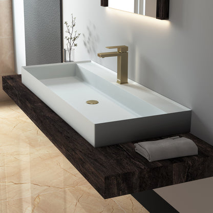 Lasaideal Luxury 47" Matte Resin Stone Bathroom Sink with Faucet Hole