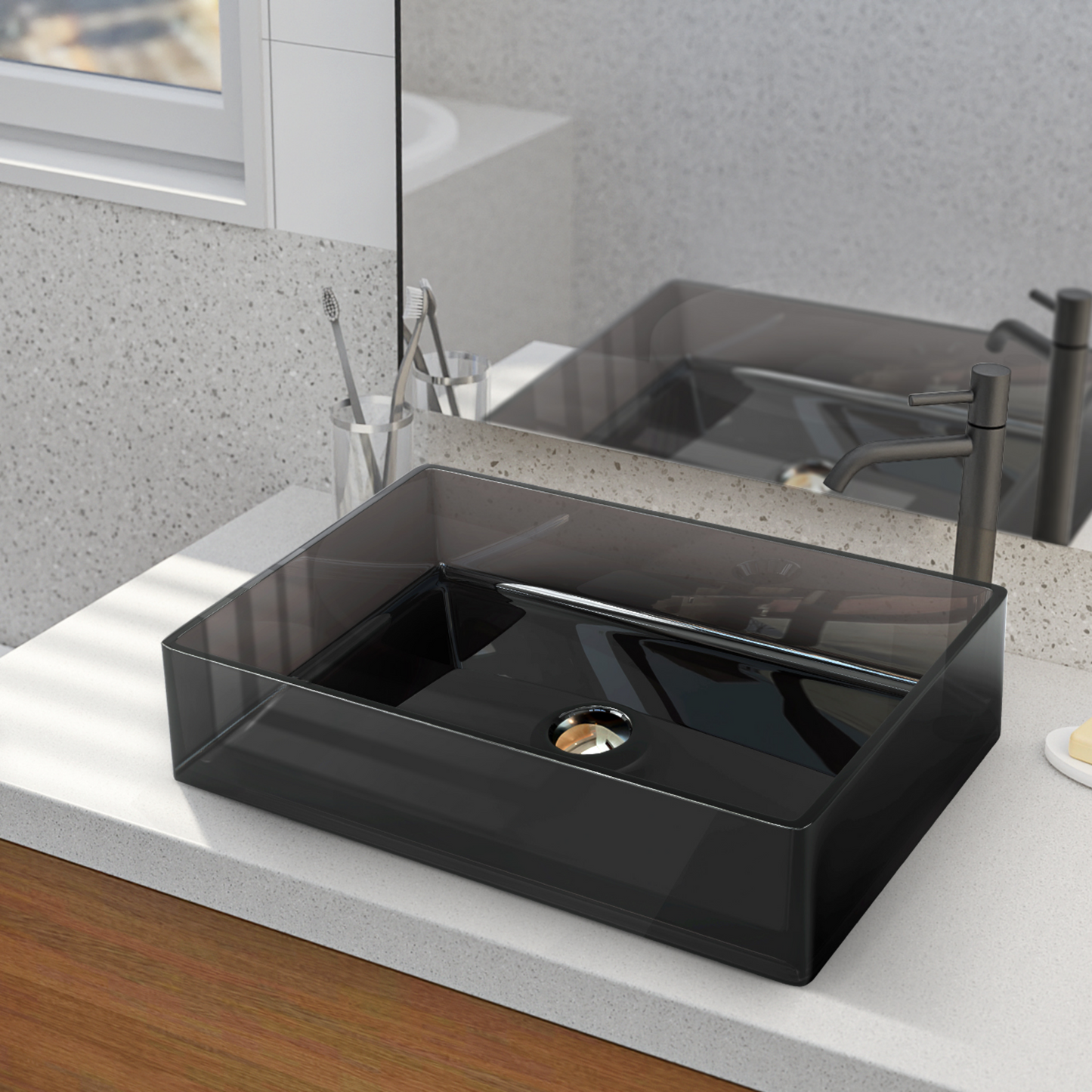 Lasaideal 21'' Black Resin Stone Bathroom Sink - Eco-Friendly