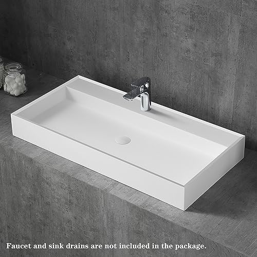 Lasaideal Luxury 47" Matte Resin Stone Bathroom Sink with Faucet Hole