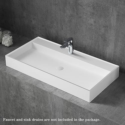 Lasaideal Luxury 47" Matte Resin Stone Bathroom Sink with Faucet Hole