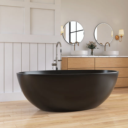 Lasaideal 67'' Freestanding Tub Solid Surface Wide Freestanding Soaking Bathtub