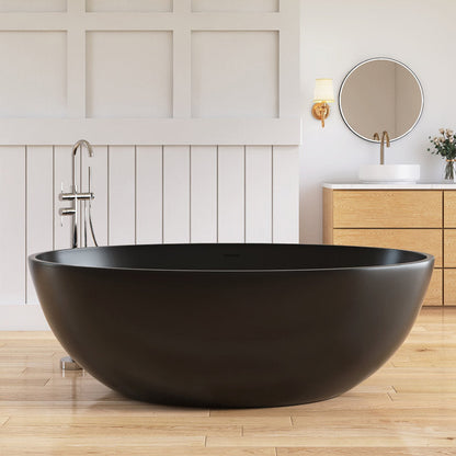 Lasaideal 67'' Freestanding Tub Solid Surface Wide Freestanding Soaking Bathtub