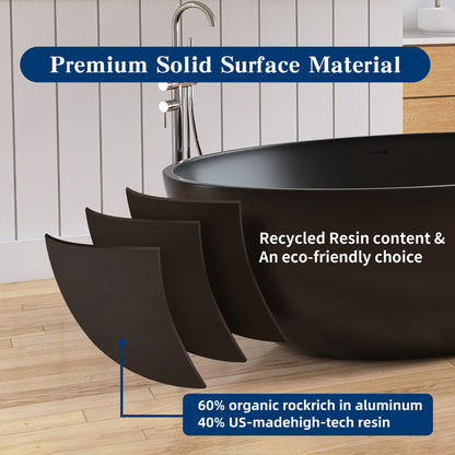 Lasaideal 67'' Freestanding Tub Solid Surface Wide Freestanding Soaking Bathtub