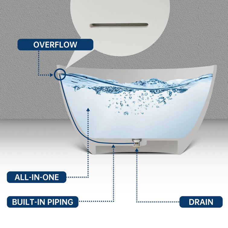 Lasaideal 67'' Freestanding Tub Solid Surface Wide Freestanding Soaking Bathtub