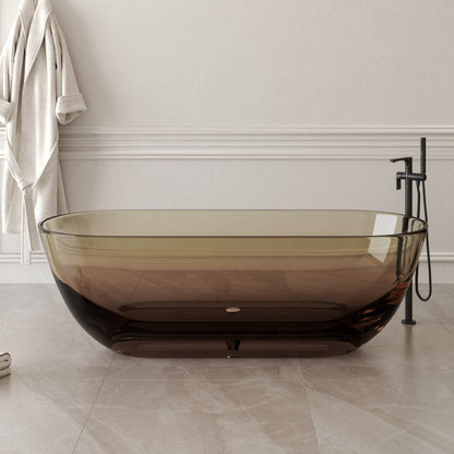 Lasaideal  69'' X 30'' Freestanding Bathtub Solid Surface Stone Resin Soaking Bathtub Transparent