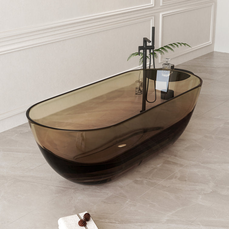 Lasaideal  69'' X 30'' Freestanding Bathtub Solid Surface Stone Resin Soaking Bathtub Transparent