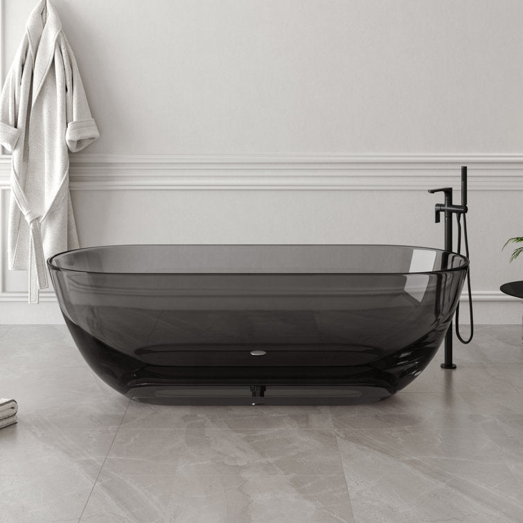 Lasaideal  69'' X 30'' Freestanding Bathtub Solid Surface Stone Resin Soaking Bathtub Transparent