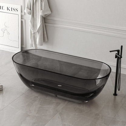 Lasaideal  69'' X 30'' Freestanding Bathtub Solid Surface Stone Resin Soaking Bathtub Transparent