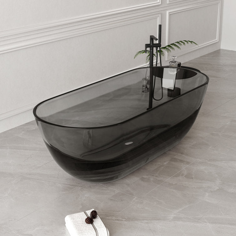 Lasaideal  69'' X 30'' Freestanding Bathtub Solid Surface Stone Resin Soaking Bathtub Transparent