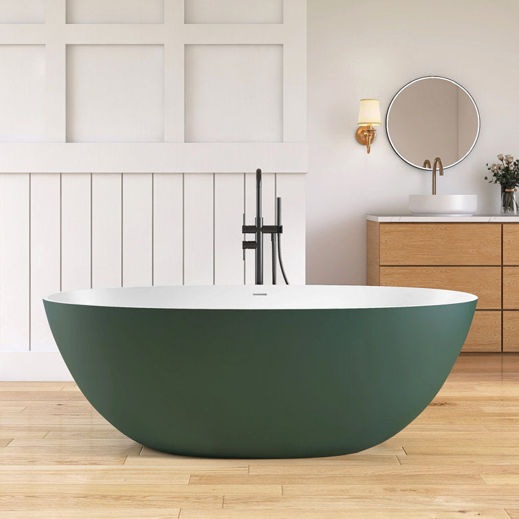 Lasaideal 65'' Oval Luxury Resin Stone Soaking Tub