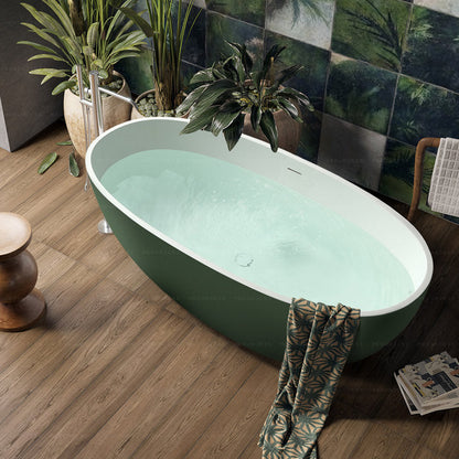 Lasaideal 65'' Oval Luxury Resin Stone Soaking Tub