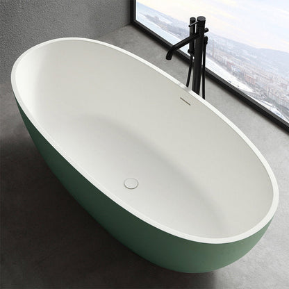 Lasaideal 65'' Oval Luxury Resin Stone Soaking Tub