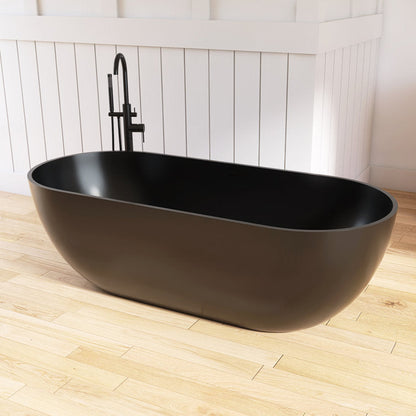 Lasaideal 69" Freestanding Soaking Bathtub Solid Surface Stone Resin Soaking Tubs