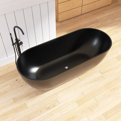 Lasaideal 69" Freestanding Soaking Bathtub Solid Surface Stone Resin Soaking Tubs