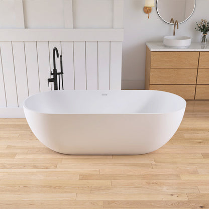 Lasaideal 69" Freestanding Soaking Bathtub Solid Surface Stone Resin Soaking Tubs