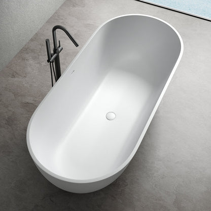 Lasaideal 69" Freestanding Soaking Bathtub Solid Surface Stone Resin Soaking Tubs