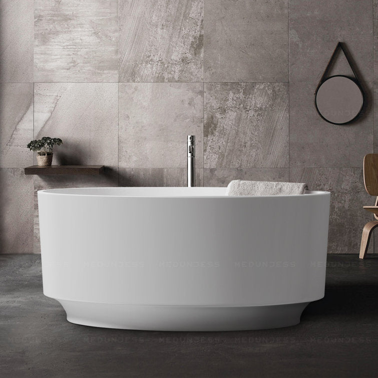 Lasaideal 49" Eco-Friendly Round Resin Stone Bathtub