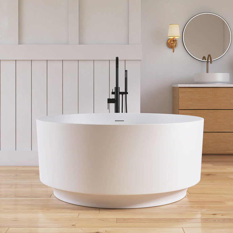 Lasaideal 49" Eco-Friendly Round Resin Stone Bathtub