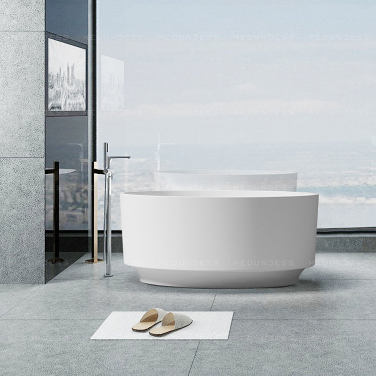 Lasaideal 49" Eco-Friendly Round Resin Stone Bathtub