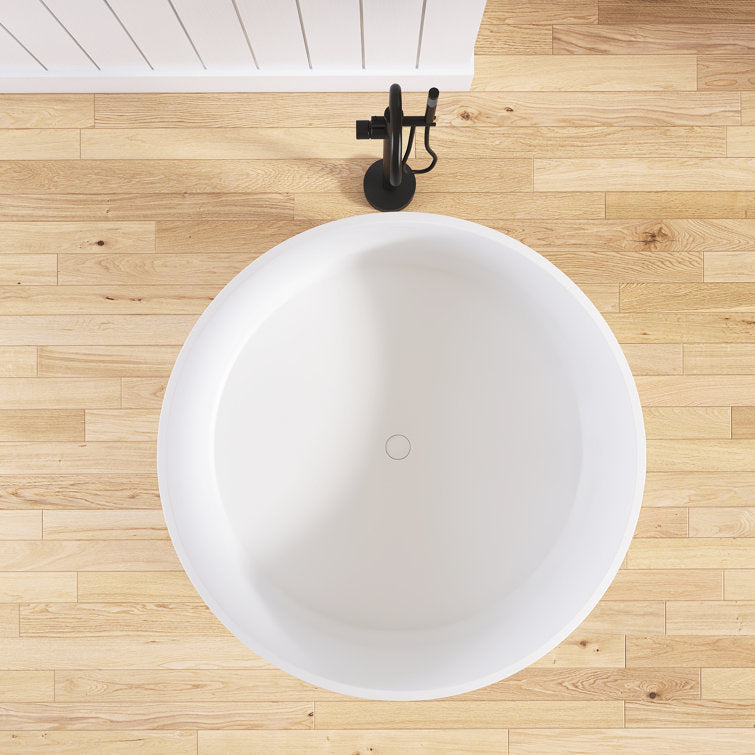 Lasaideal 49" Eco-Friendly Round Resin Stone Bathtub（Pickup in Store）