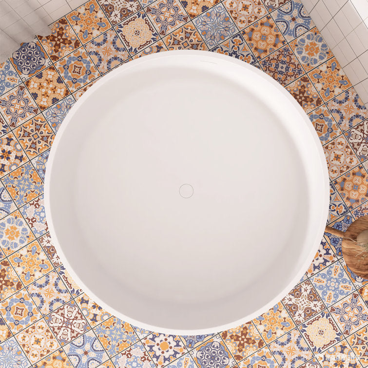 Lasaideal 49" Eco-Friendly Round Resin Stone Bathtub