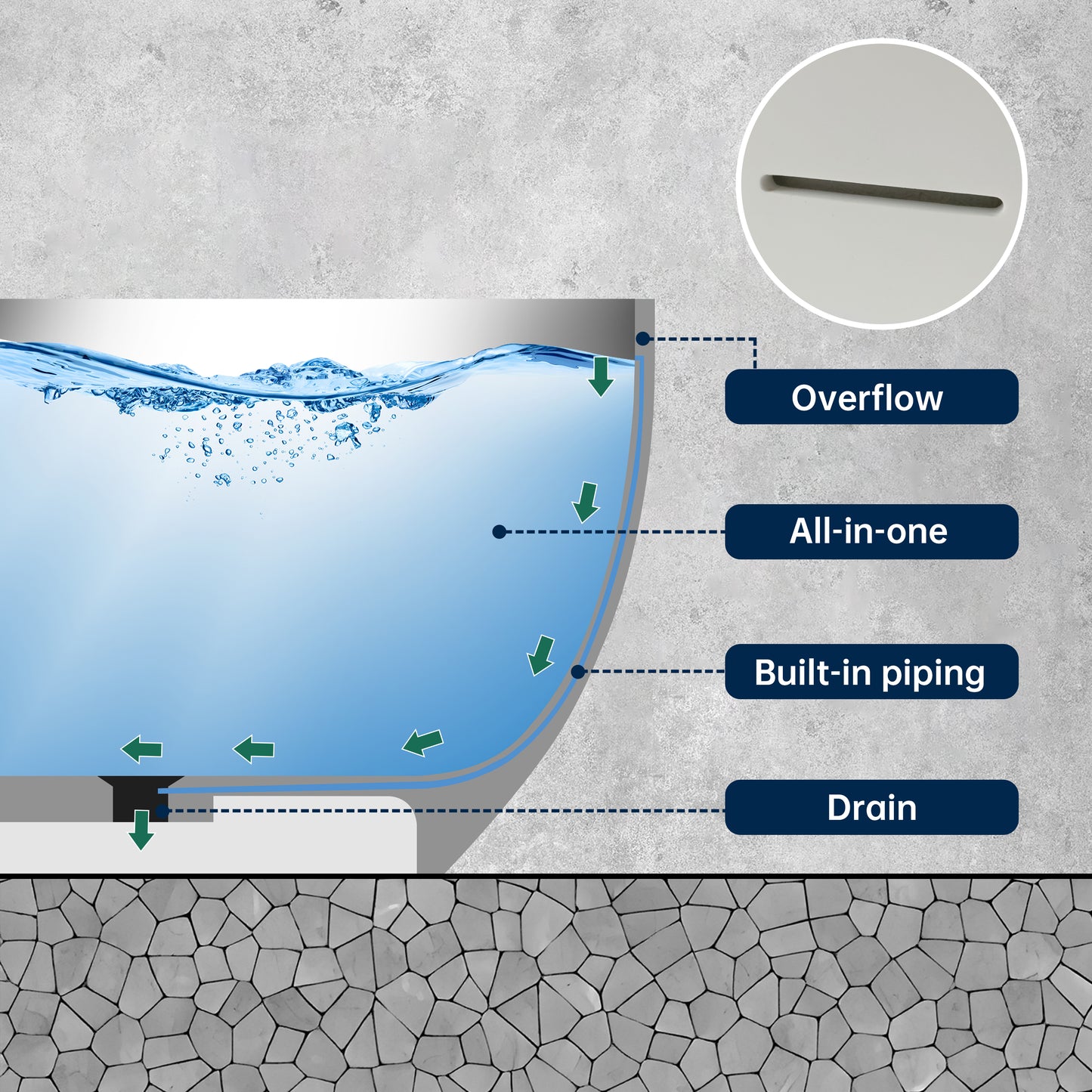 Lasaideal 67'' Solid Surface Freestanding Soaking Bathtub